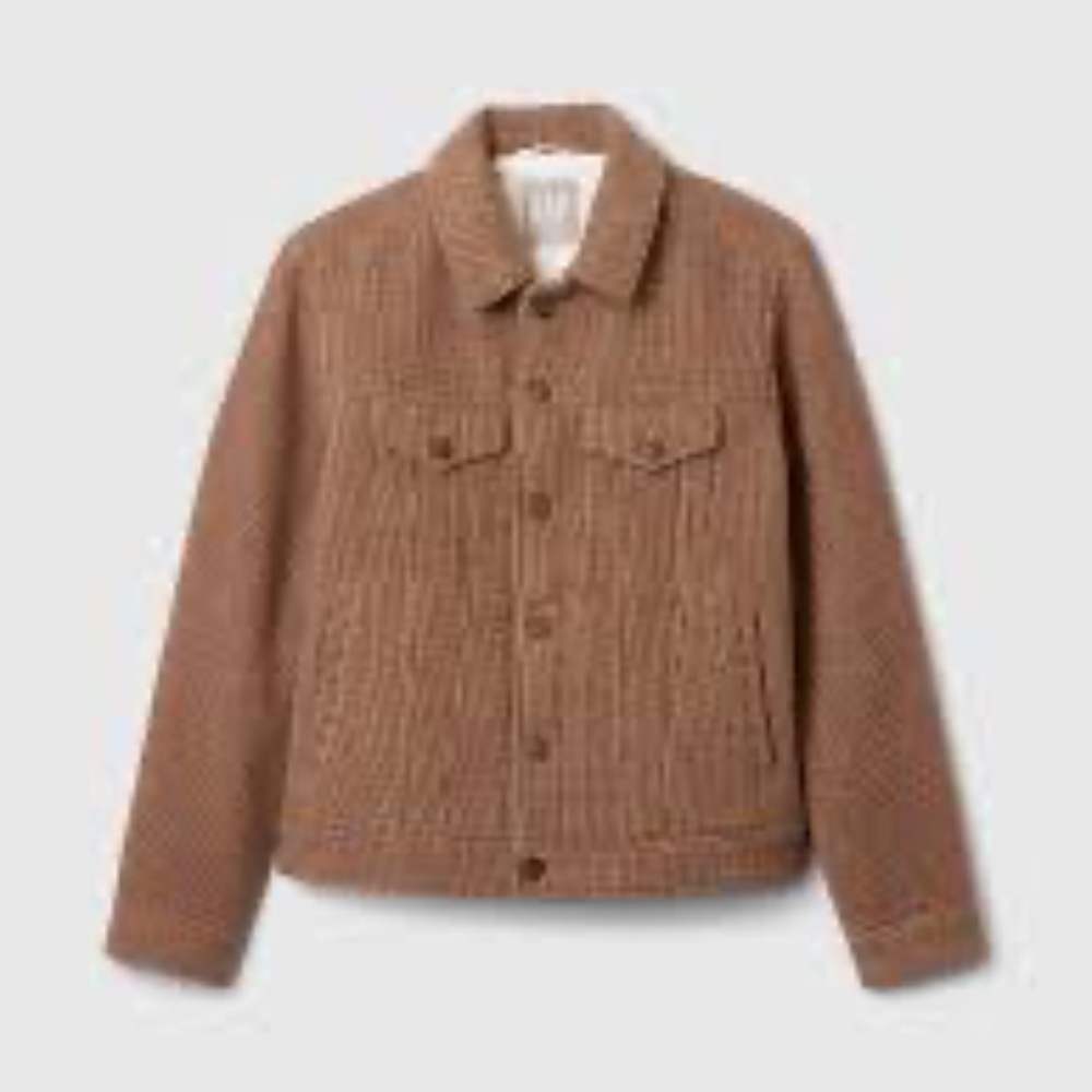 NEW Gap wool houndstooth trucker jacket Medium - Picture 2 of 16